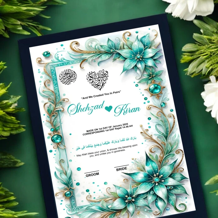 Custom Islamic Marriage Certificate with Framing Option Perfect Gift for Couples