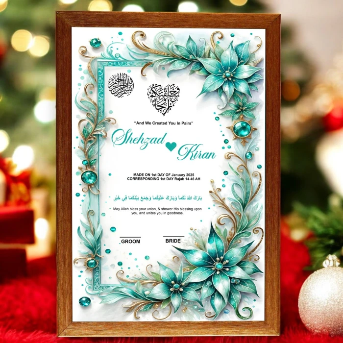 Custom Islamic Marriage Certificate with Framing Option Perfect Gift for Couples cover image 1