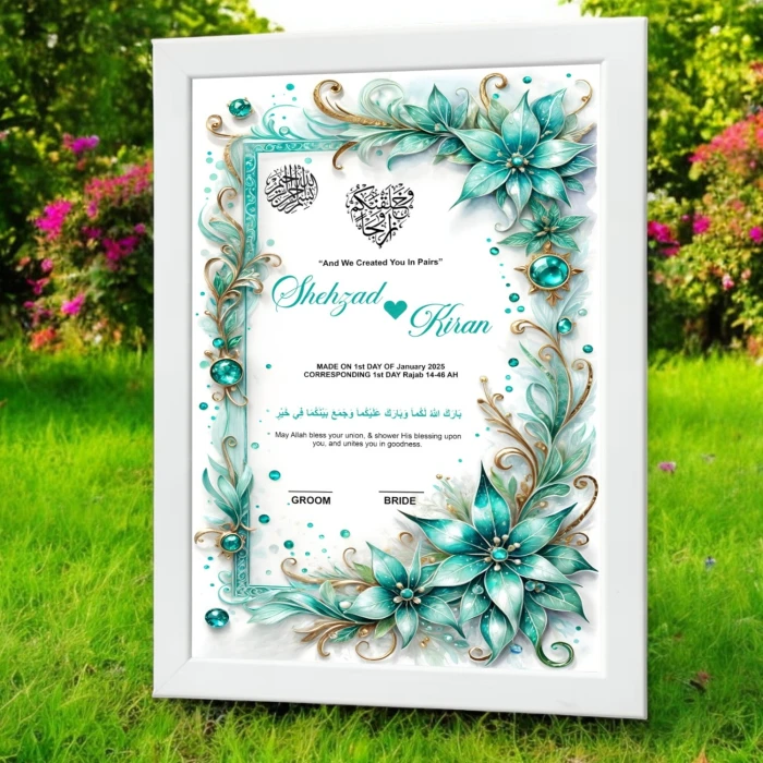 Custom Islamic Marriage Certificate with Framing Option Perfect Gift for Couples cover image 3
