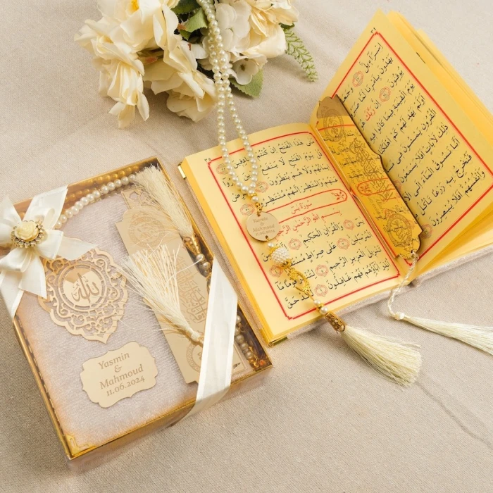 Personalized Velvet Dua Book & Tasbih Gift Set Custom Islamic Prayer Set cover image 2