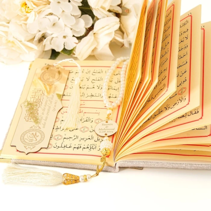 Personalized Velvet Dua Book & Tasbih Gift Set Custom Islamic Prayer Set cover image 3