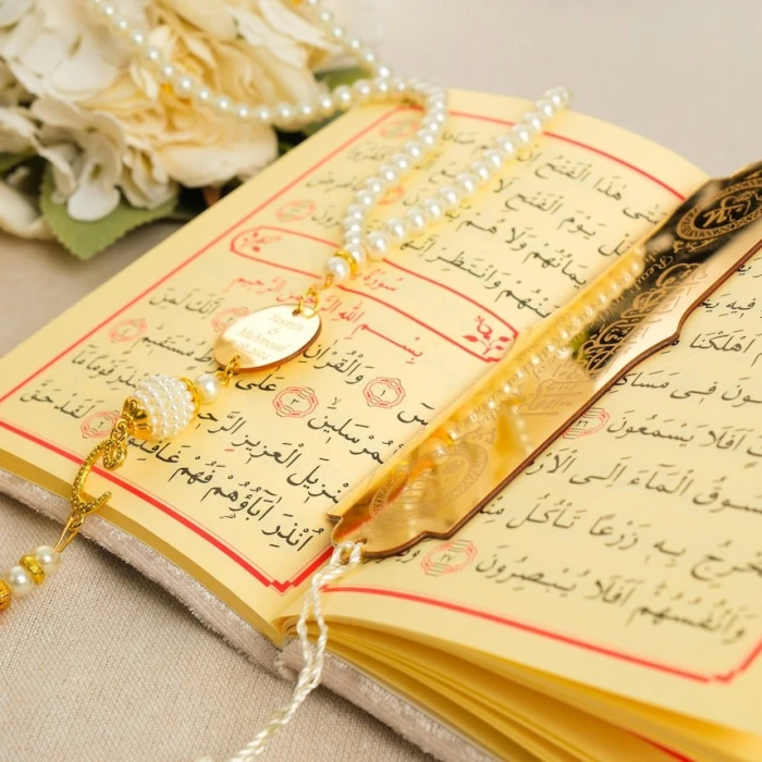 Personalized Velvet Dua Book & Tasbih Gift Set Custom Islamic Prayer Set cover image 4