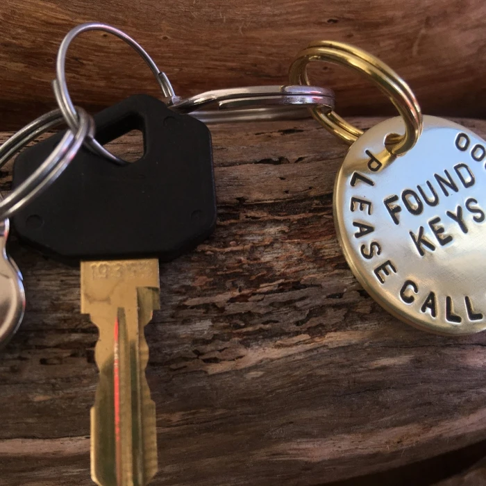 Personalized Brass Lost & Found Keychain Hand‑Stamped Contact Tag cover image 2
