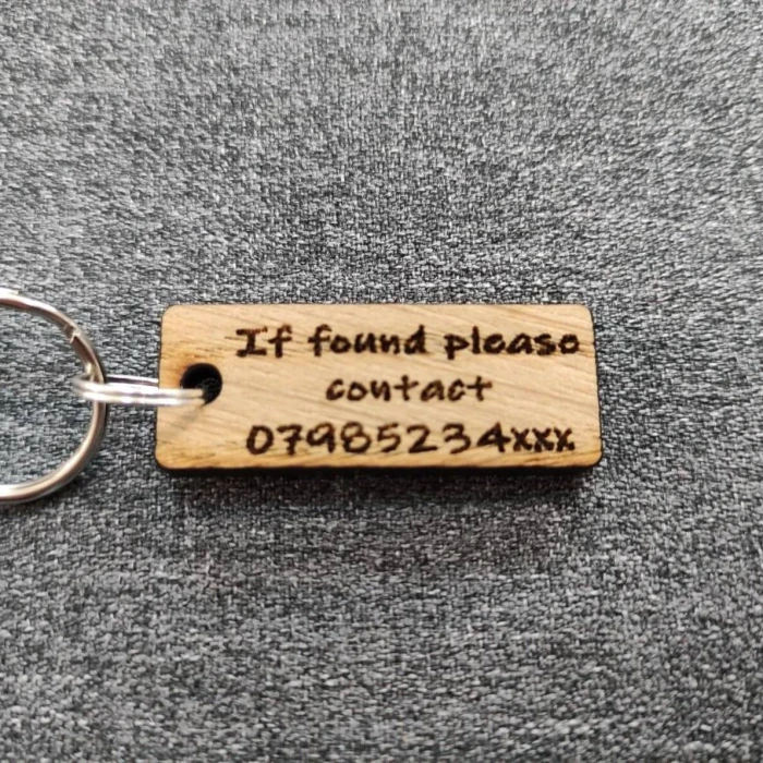 If Found Please Contact Oak Veneer Keyring – Custom Phone Number Lost Key Tag cover image 6