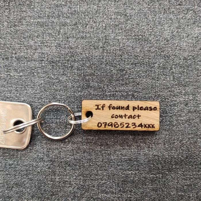 If Found Please Contact Oak Veneer Keyring – Custom Phone Number Lost Key Tag cover image 8