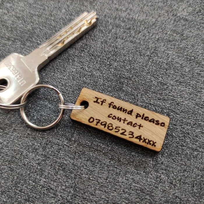 If Found Please Contact Oak Veneer Keyring – Custom Phone Number Lost Key Tag cover image 7
