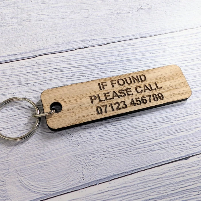 Personalized Oak Keyring – Custom "If Found Please Call cover image 1