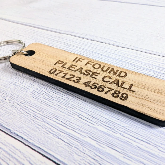 Personalized Oak Keyring – Custom "If Found Please Call cover image 2