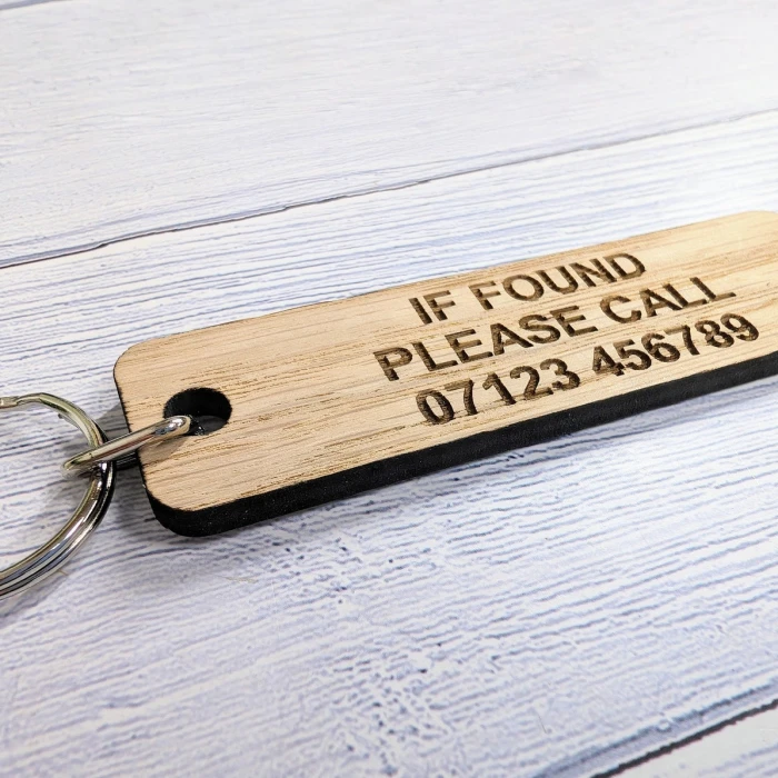 Personalized Oak Keyring – Custom "If Found Please Call cover image 4