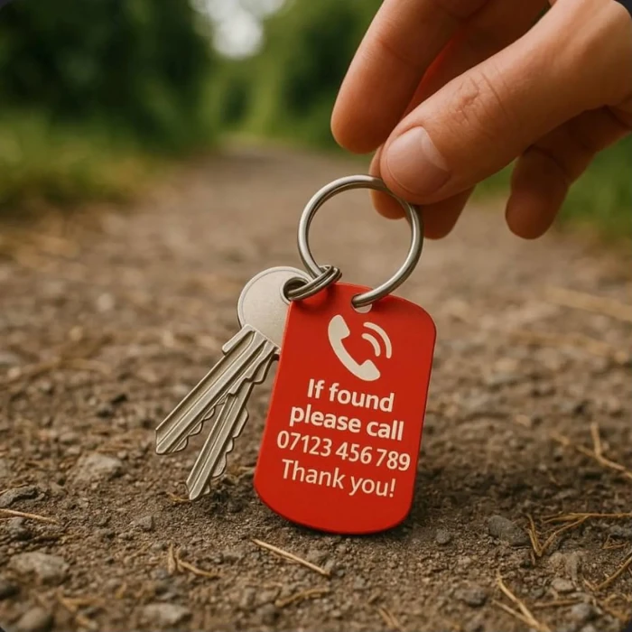 Lost Keys Personalized Leather Keychain – Custom Phone Number Engraved Fob