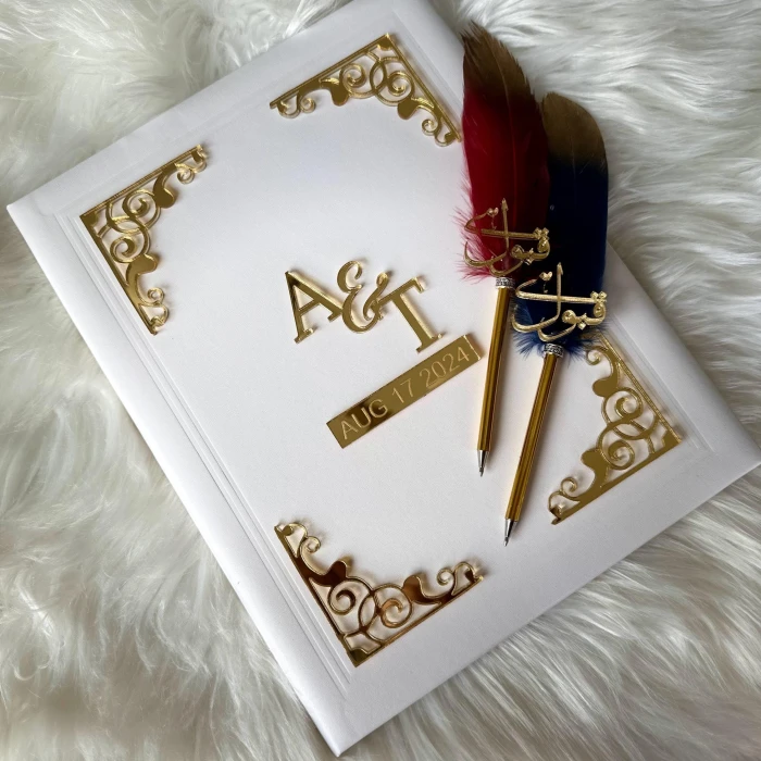 Personalized Luxury Nikkah Certificate – Custom Islamic Marriage Contract with Holder & Pens cover image 5