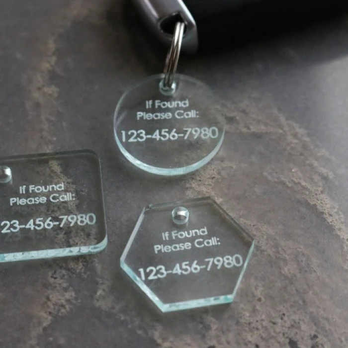 Minimalist Engraved Acrylic Lost & Found Contact Keychain Discreet Emergency Info Tag cover image 2