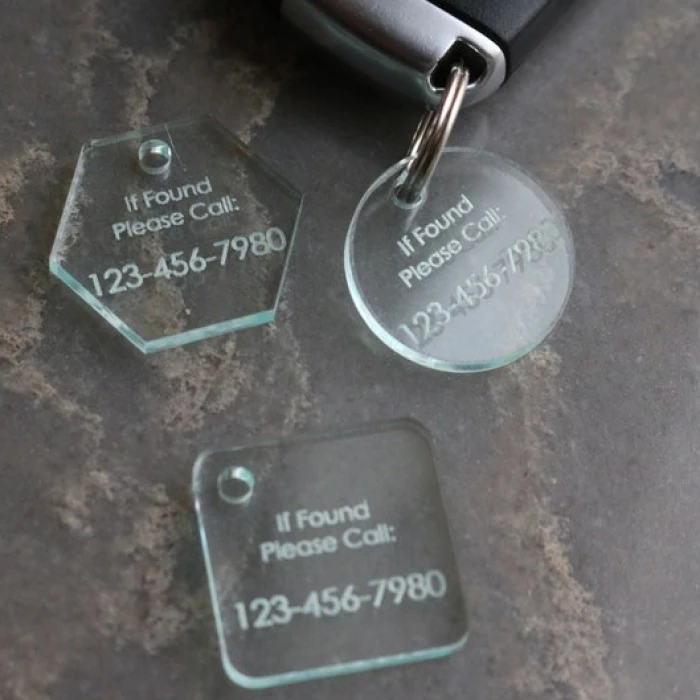 Minimalist Engraved Acrylic Lost & Found Contact Keychain Discreet Emergency Info Tag cover image 3