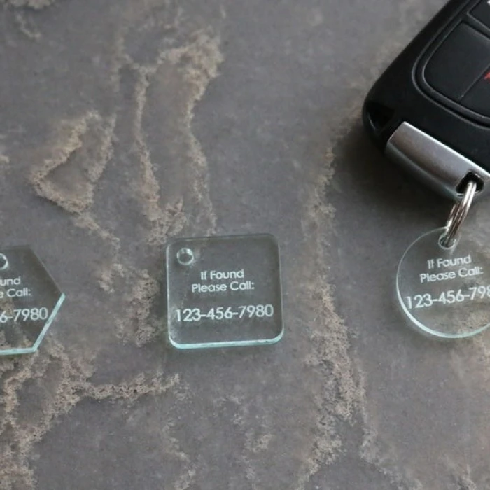 Minimalist Engraved Acrylic Lost & Found Contact Keychain Discreet Emergency Info Tag cover image 4