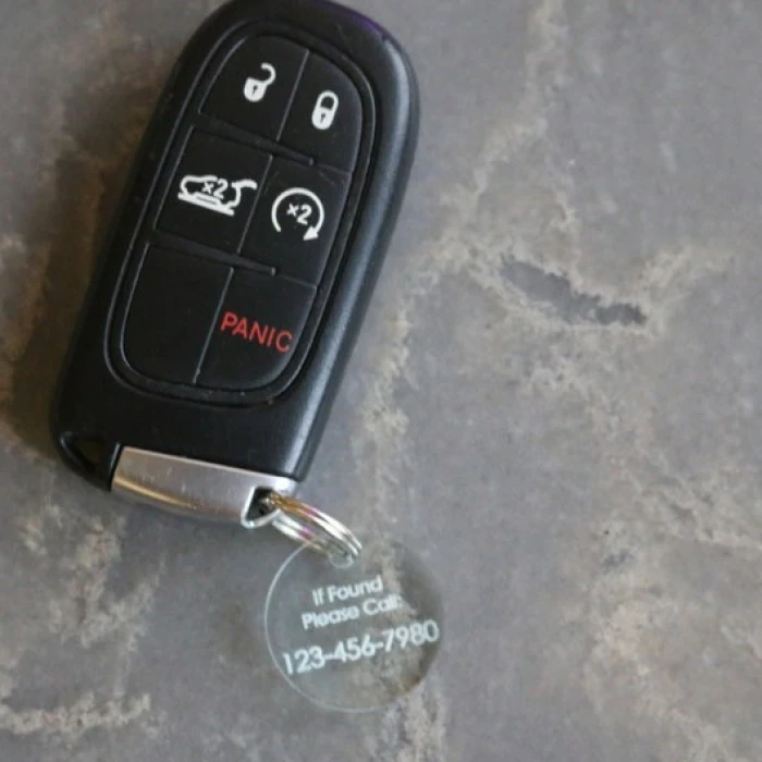 Minimalist Engraved Acrylic Lost & Found Contact Keychain Discreet Emergency Info Tag cover image 5