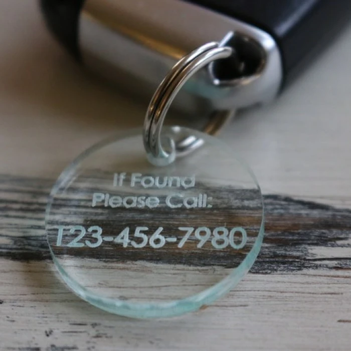 Minimalist Engraved Acrylic Lost & Found Contact Keychain Discreet Emergency Info Tag cover image 7