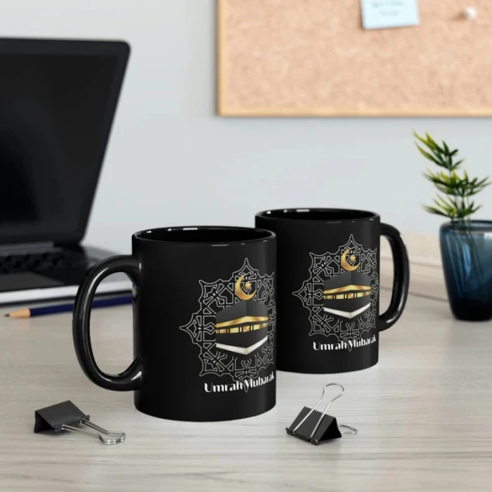 Umrah Mug for Gift Elegant Black Ceramic Islamic Mug cover image 1