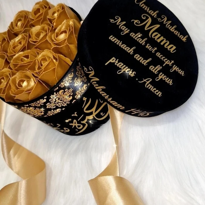 Personalised Umrah Gift Box Luxury Velvet Box with Roses & Chocolates cover image 5