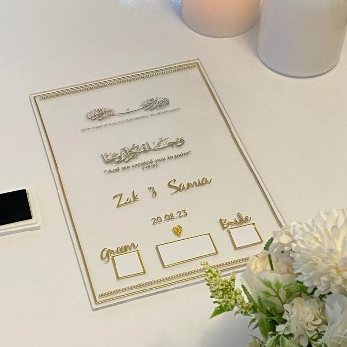 Personalized Nikah Acrylic Board Custom A4 Thumbprint Wedding Keepsake cover image 1