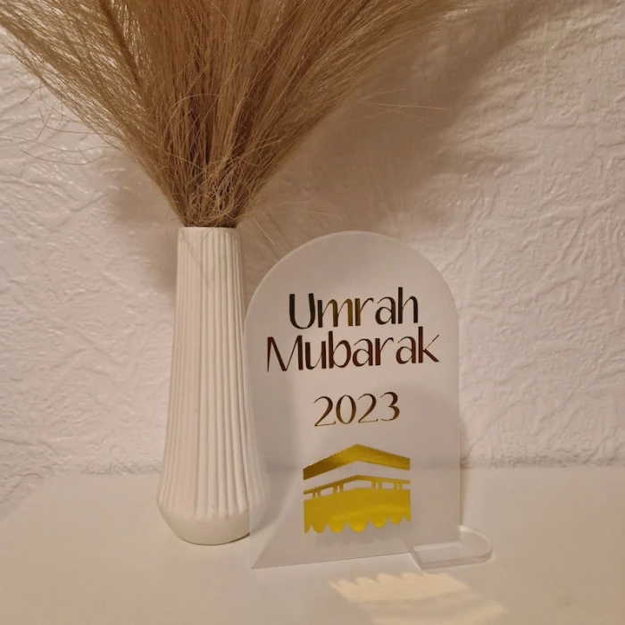 Umrah/Hajj Mubarak Acrylic Plaque – Personalized Islamic Decor Display cover image 1