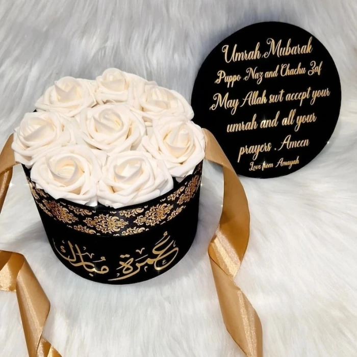 Personalised Umrah Gift Box Luxury Velvet Box with Roses & Chocolates cover image 8