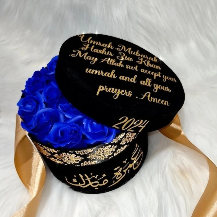 Personalised Umrah Gift Box Luxury Velvet Box with Roses & Chocolates cover image 9