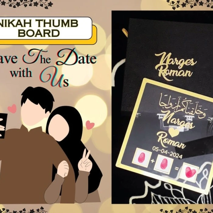 Handmade Nikkah Thumb Board Personalized Acrylic Ceremony Display cover image 1