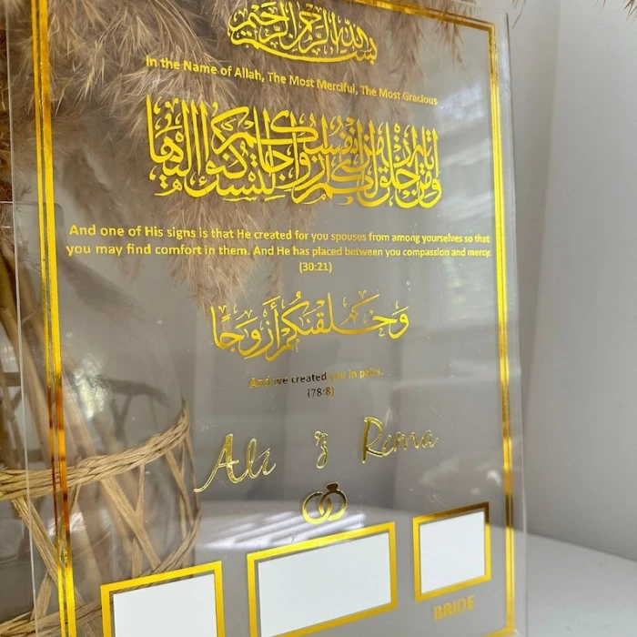Personalized Nikah Acrylic Board Custom Thumbprint Wedding Keepsake