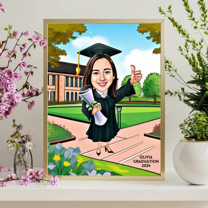 Personalized Female Graduation Cartoon – Custom Caricature Portrait cover image 2