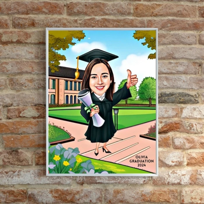 Personalized Female Graduation Cartoon – Custom Caricature Portrait cover image 5