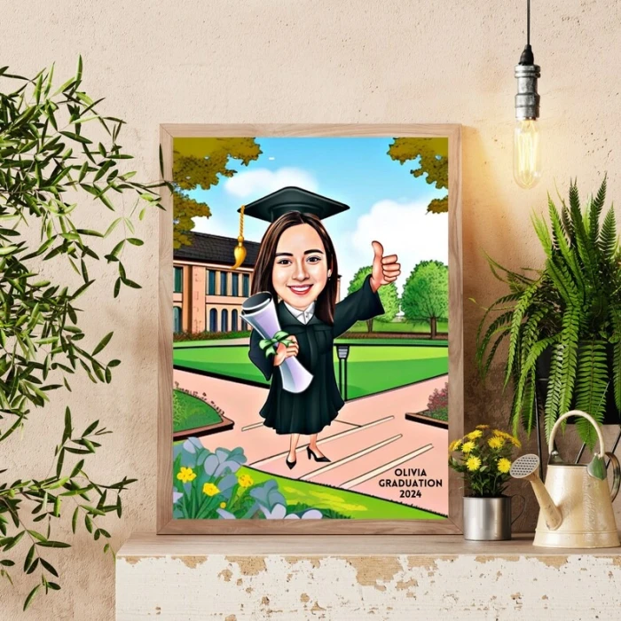 Personalized Female Graduation Cartoon – Custom Caricature Portrait cover image 1