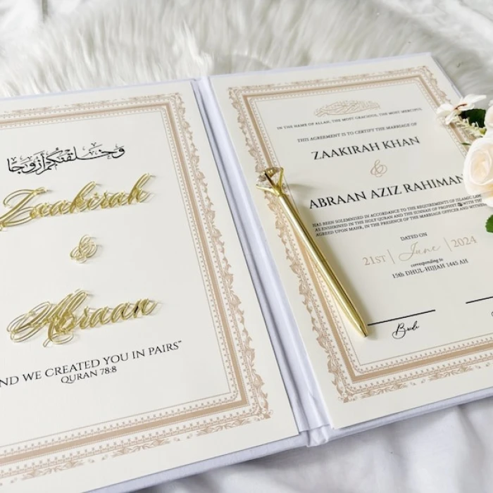 Personalized Nikkah Folder Custom Islamic Marriage Certificate cover image 4