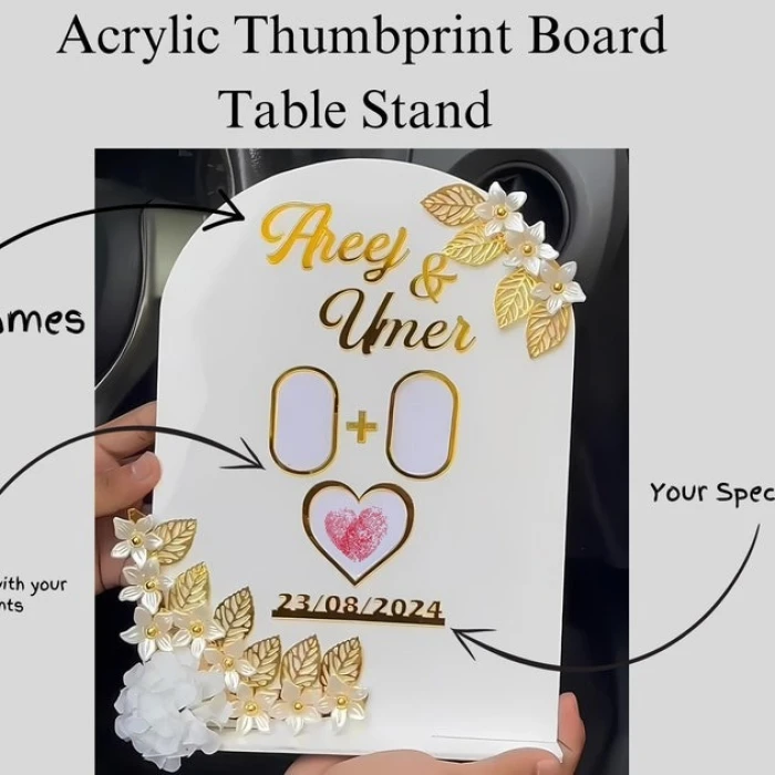Personalized Arch Acrylic Thumbprint Table Board Luxurious Wedding Keepsake cover image 2