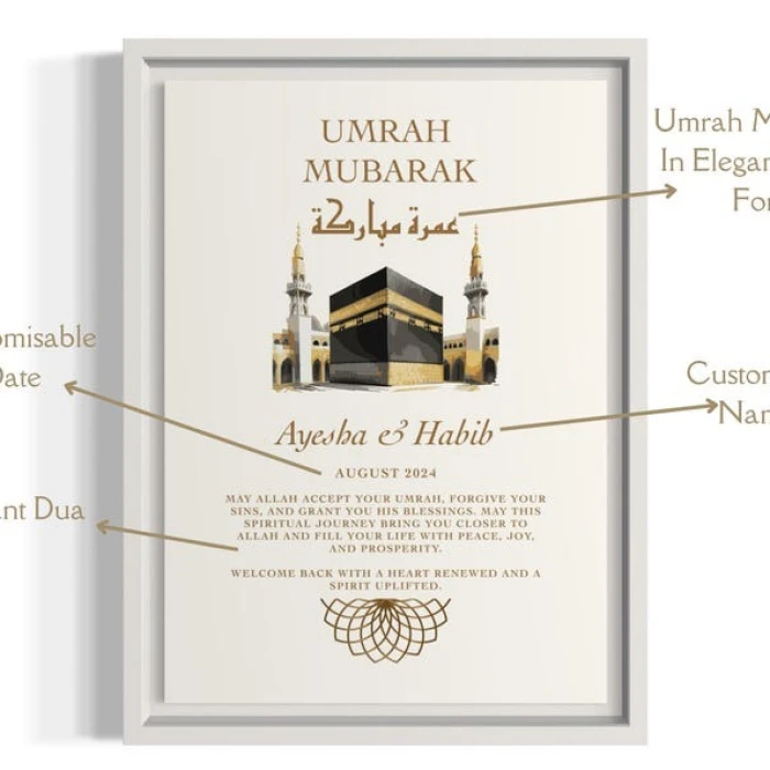 Customizable Umrah Mubarak Printable Wall Art Personal Name, Year & Dua cover image 2