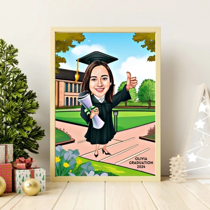 Personalized Female Graduation Cartoon – Custom Caricature Portrait cover image 4