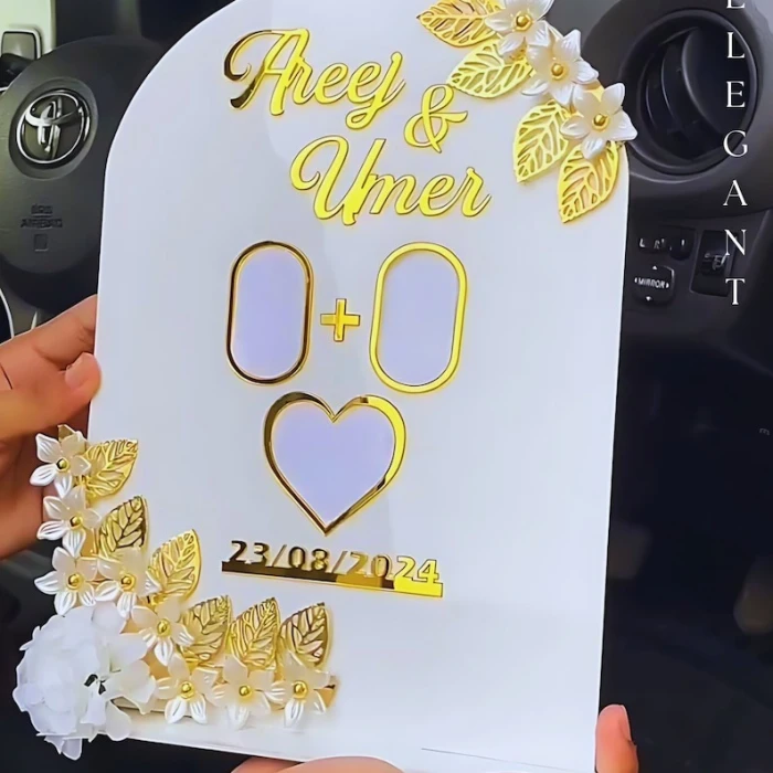 Personalized Arch Acrylic Thumbprint Table Board Luxurious Wedding Keepsake cover image 3