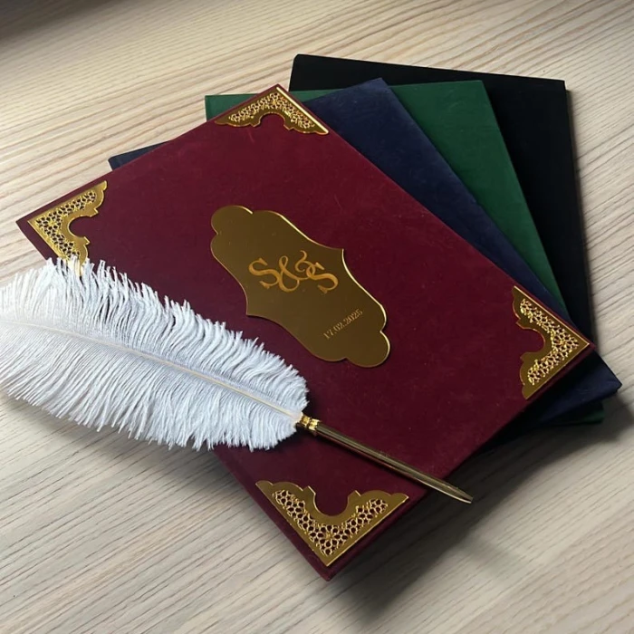 Velvet Nikkah Booklet Personalised Islamic Marriage Certificate Folder