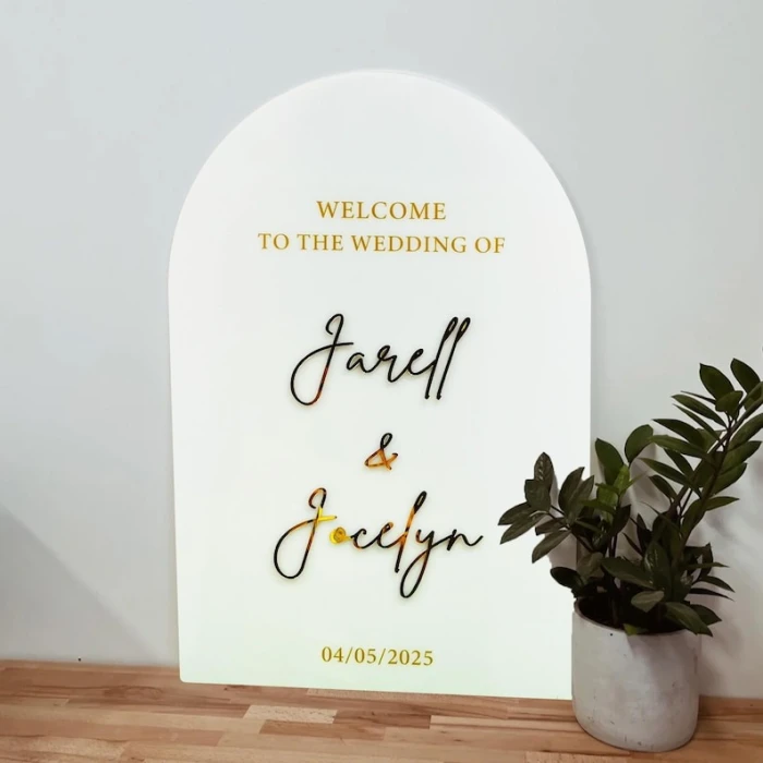 Custom 3D Arched Acrylic Wedding Welcome Sign cover image 2
