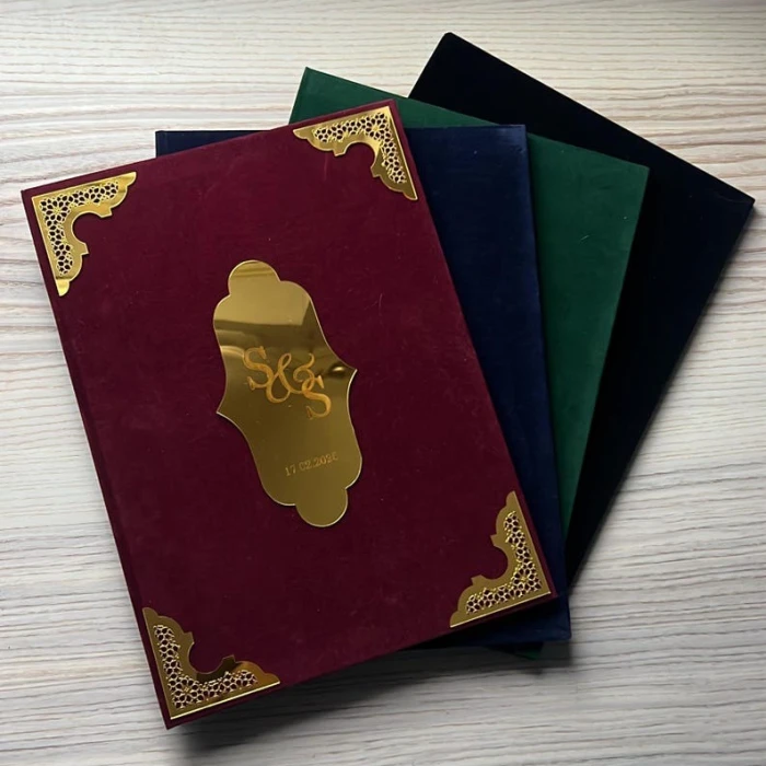 Velvet Nikkah Booklet Personalised Islamic Marriage Certificate Folder cover image 2