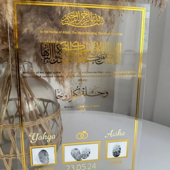Personalized Islamic Nikah Thumbprint Acrylic Board cover image 2