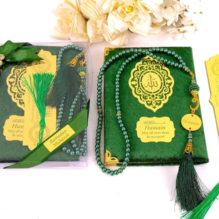 Personalized Velvet Dua Book & Gold Bookmark Gift Set Umrah/Hajj Favor cover image 6