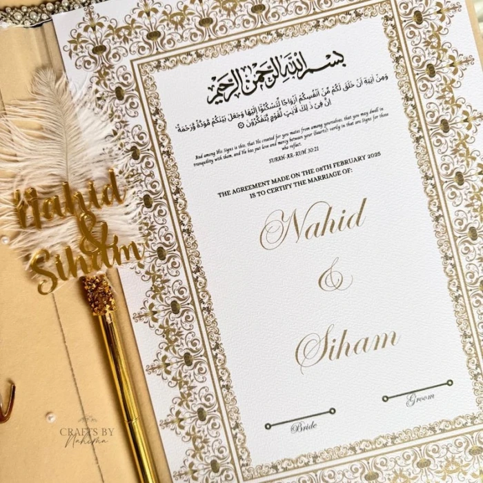 Premium Luxury Nikkah Folder Personalized Velvet Certificate cover image 3