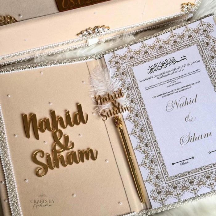 Premium Luxury Nikkah Folder Personalized Velvet Certificate cover image 4