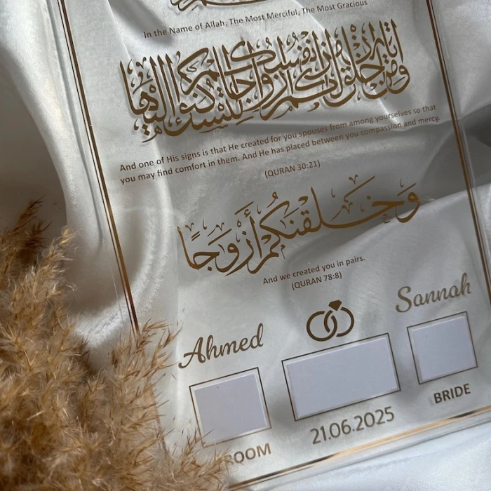Personalised Islamic Nikah Acrylic Board Custom Fingerprint Wedding Certificate cover image 6