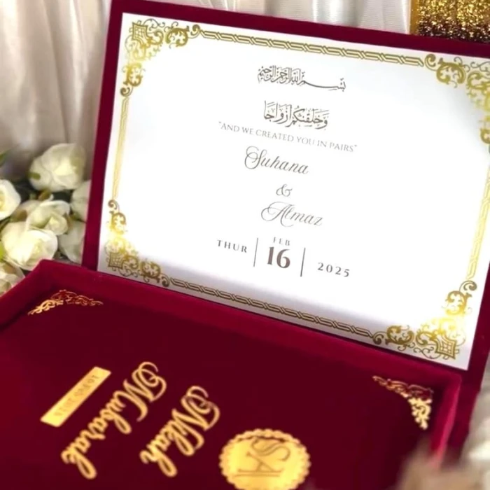 Velvet Nikkah Booklet Folder – Custom Personalised Nikkah Certificate cover image 4