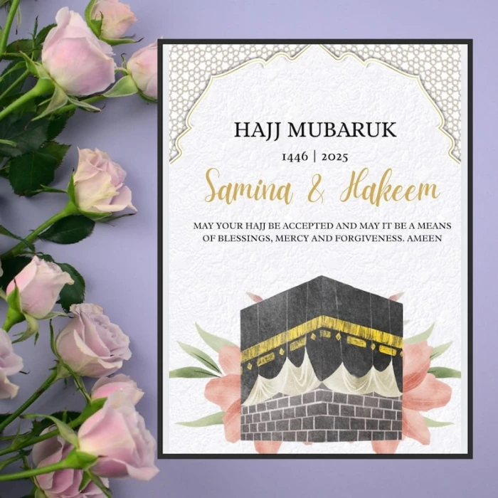Hajj Mubarak Digital Gift Editable Card Template cover image 1