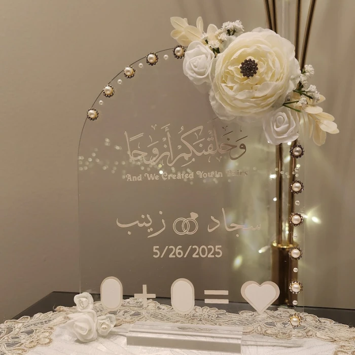 Fingerprint Nikkah Stand Personalized Acrylic Engagement Keepsake cover image 1