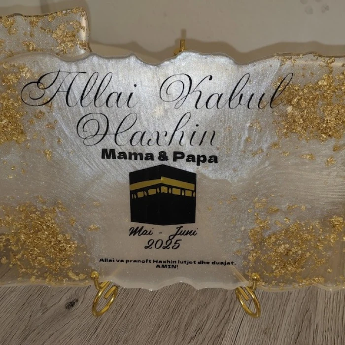 Custom Resin “Umrah Mubarak Hajj Mubarak” Plaque Personalized Islamic Gift cover image 3