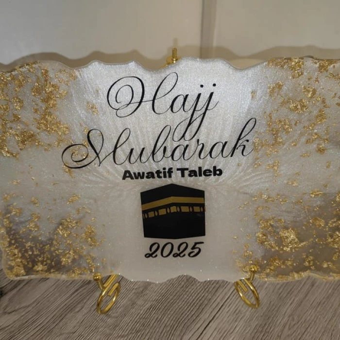 Custom Resin “Umrah Mubarak Hajj Mubarak” Plaque Personalized Islamic Gift cover image 4
