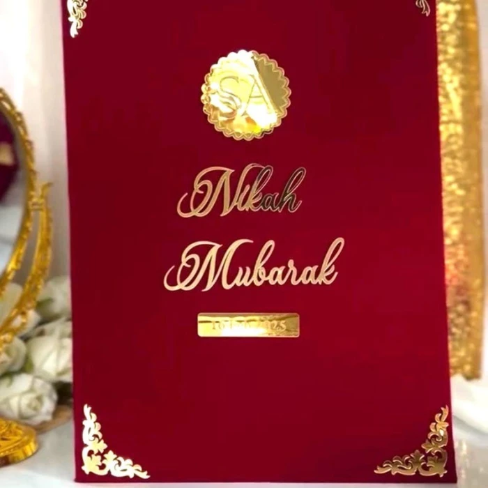 Velvet Nikkah Booklet Folder – Custom Personalised Nikkah Certificate cover image 5